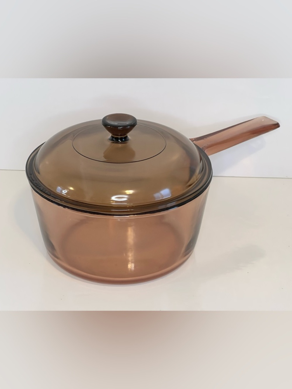 Corning Vision France Amber Glass 1.5L Cooking Pot Sauce Pan Lid V-1.5-C EUC